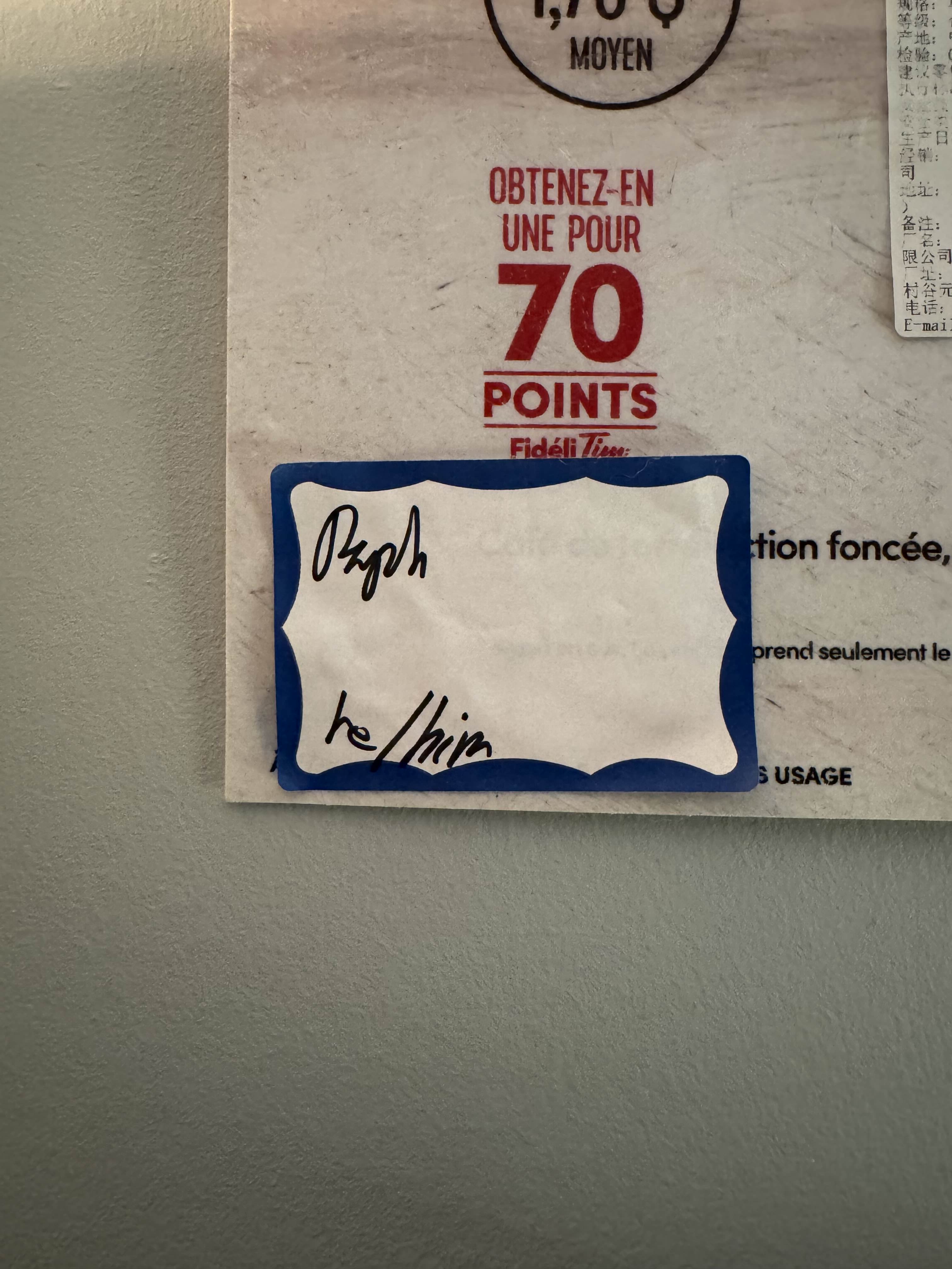 name tag
